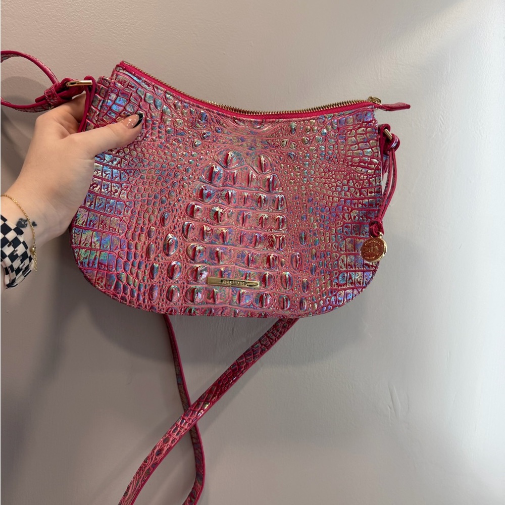 Brahmin Iridescent Pink Crossbody Bag
